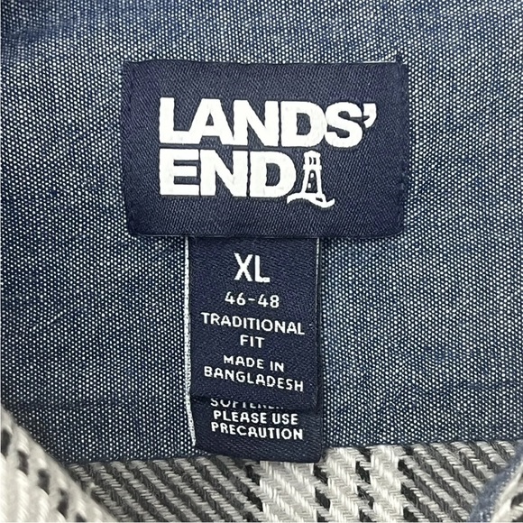 Men's Lands End Charcoal Plaid Heavy Weight Rugged Flannel Shirt XL - Picture 2 of 6